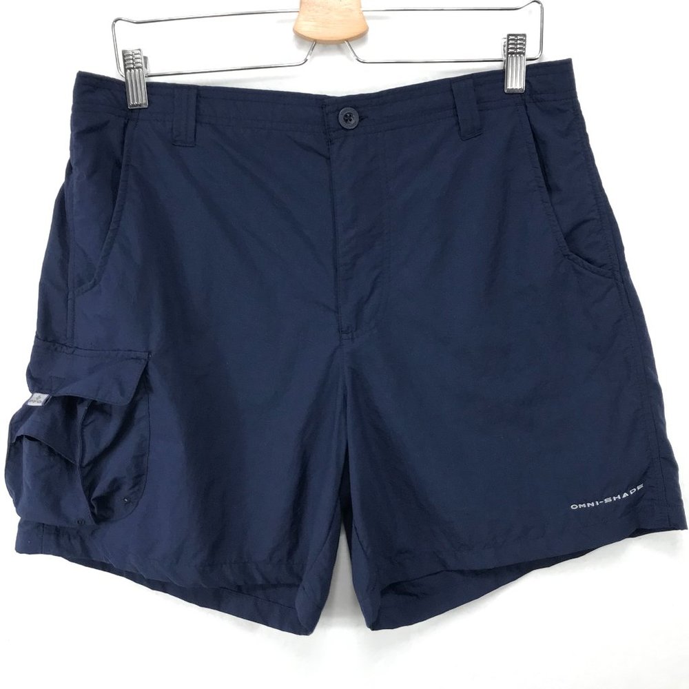 Columbia Cargo Shorts Women Size M 6 Navy Blue Pockets Nylon Lightweight Fishing